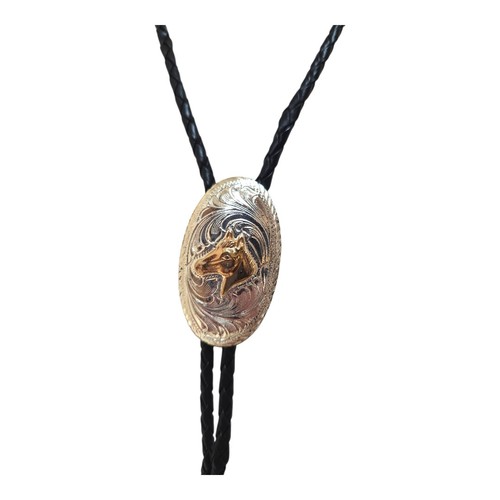 Vintage M & F Western Products Inc Metal Horse Bolo Tie