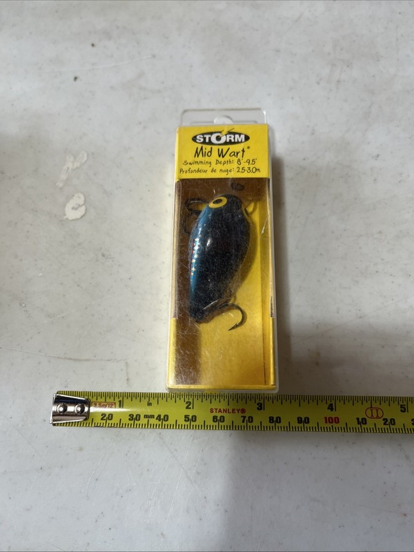 Vintage Storm Mid Wart Silver Blue Crankbait Fishing Lure MW05 347
