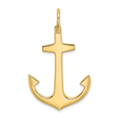 10K Gelbgold 3-D poliert großer Anker Charm