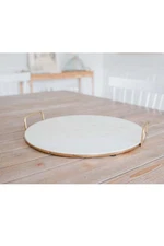 Lauren McBride 17" Marble Tray with Gold Handles