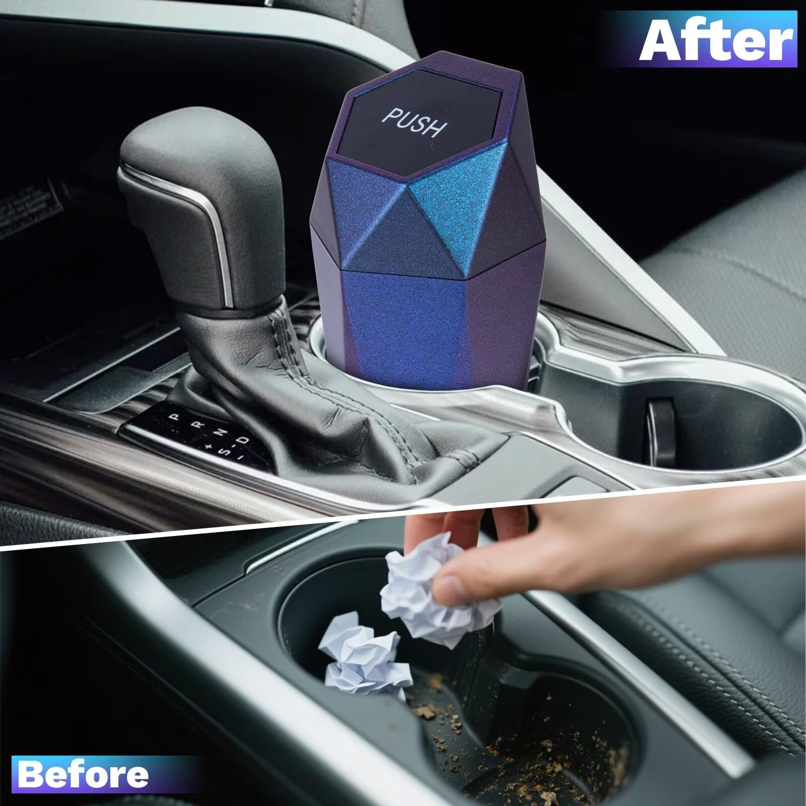 BFXM Car Trash Can, 2 Pack Car Trash Bin with Lid, Car Accessories for Women