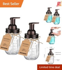 Glass Mason Jar Foaming Soap Dispenser Bronze 2 Pack Bathroom Kitchen Decor