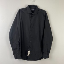 Van Heusen Slim Fit Black Dress Shirt Stretch Wrinkle Free Size XL 17 34-35