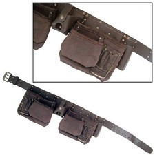 Professional Leather Toolbelt 12 Pocket Heavy Duty Oil Tanned Tool Belt Pouch