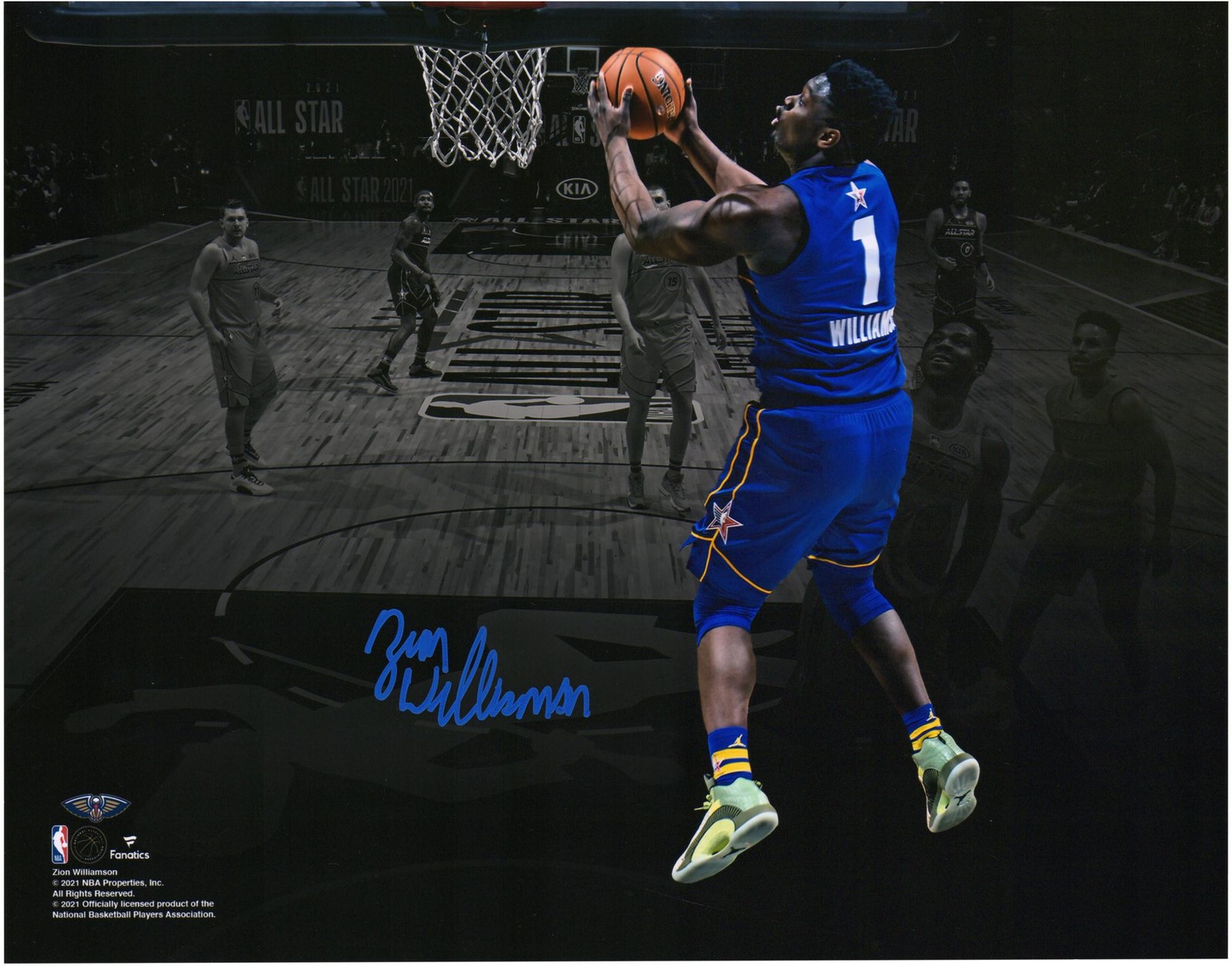 Zion Williamson Autographed Signed New Orleans Pelicans 11x14 2021 NBA ASG Spotlight Photo 