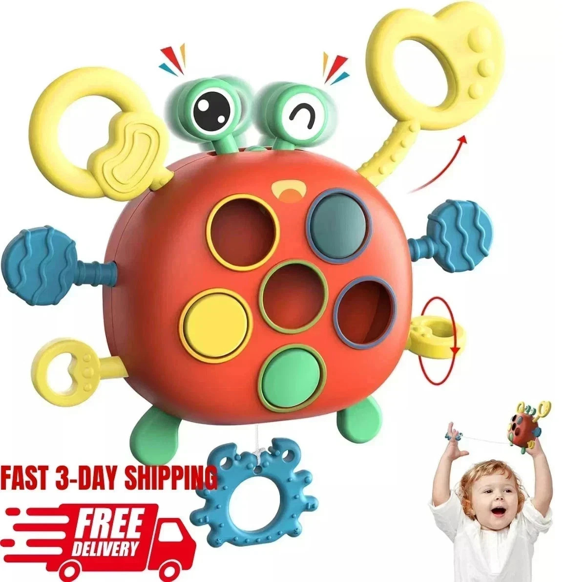 Baby Montessori Sensory Toys for 1 Year Old Baby Toddler Travel Pull String UK