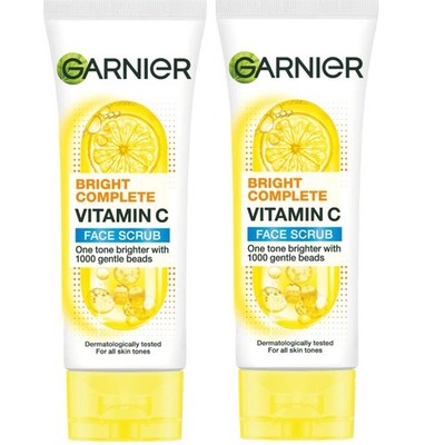 2x Garnier Vitamin C Facial Scrub 100g Brightening Exfoliating Face Cleanser
