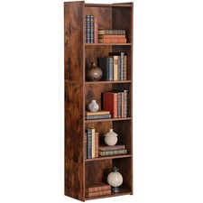 5-Tier Reversible Rustic Brown Open Shelf Bookcase Bookcase Bookshelf Storage