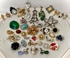 Lot Vtg Costume Jewelry Single Earrings Clip On Craft Repurpose Rhinestone Ma