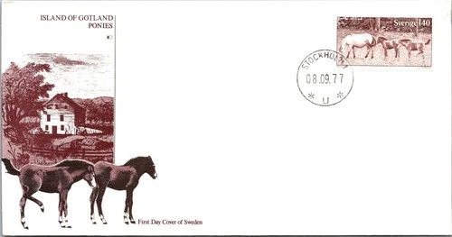 Sweden FDC 1977 Island Of Gotland Ponies - Stockholm - J27984