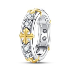 3mm D/VVS1 Moissanite Cross Band Ring 925 Sterling Silver Women -Passes Tester