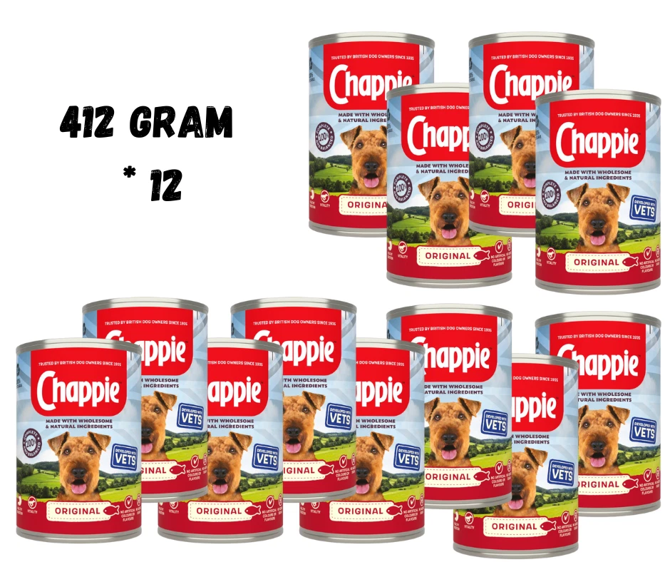 Chappie Adult Wet Dog Food Tin Original in Loaf 412g × 12 × 1