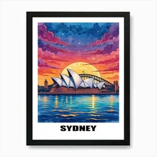 Sydney Vintage Travel Poster 13 Art Framed Wall Art Poster Canvas Print Picture