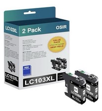 LC103XL Black Ink Cartridge 2 Pack Compatible for Brother MFC J470DW J475DW XL