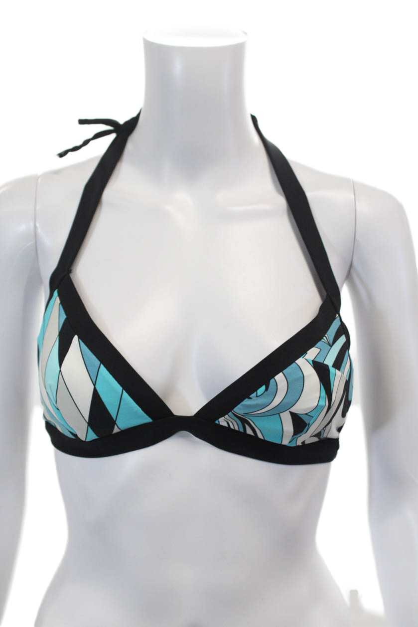 Michael Michael Kors Summer Blue Classic Bikini Abstract Top Blue Size XS