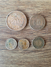 LOT OF 5 MEXICO .720 SILVER COINS PESO CENTAVOS 1919 TO 1943