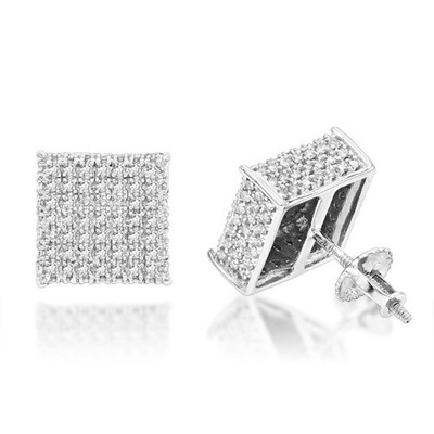 Würfel Diamant Ohrringe für Herren und Damen 10K Gold Quadrat Ohrstecker 0,7ct