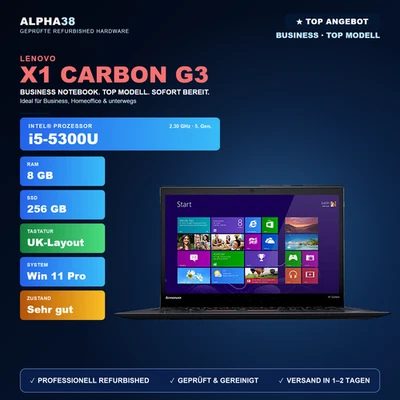 Lenovo ThinkPad X1 Carbon G3 · i5-5300U · 8GB · 256GB