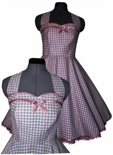 50er Jahre Kleid zum Petticoat Mathilda rosa graue Punkte Dots Rockabilly - Afbeelding 1 van 4