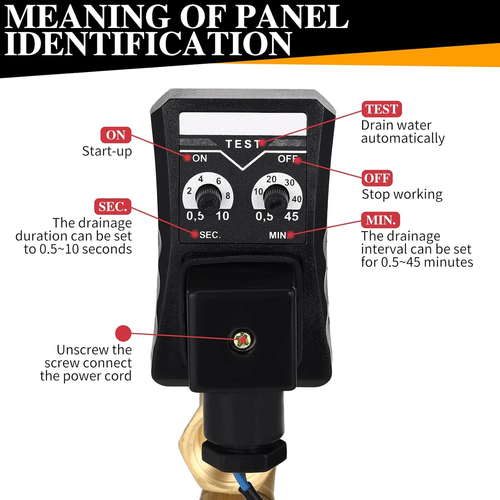 2 Sets Electronic Drain Valve Kit Automatic, 110V Timed Tank Drain Water Valve f - Picture 5 of 7