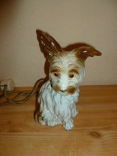 alter Porzellan Rauchverzehrer Hund Schnauzer Terrier ca. 18 cm  mit Lampe
