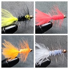 1 DOZEN BEAD HEAD WOOLLY BUGGERS FOR FLY FISHING (4 MODELS)-WOO 47