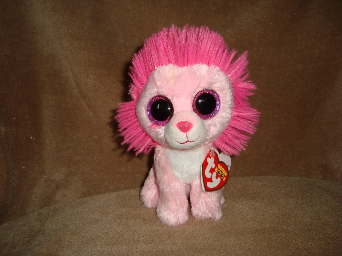2014 TY Beanie Boos Pink Lion FLUFFY Purple Sparkle eyes 6
