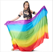 Pure Silk Scarf Rainbow Wrap Shawl Veil 200x110CM Light Soft Belly Dance Costume