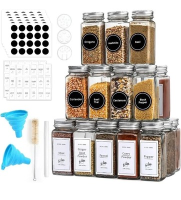Rongbaor 24er Pack Gewürzgläser mit Shaker Deckel Glas 24er Set Gewürze Hausmannskost 