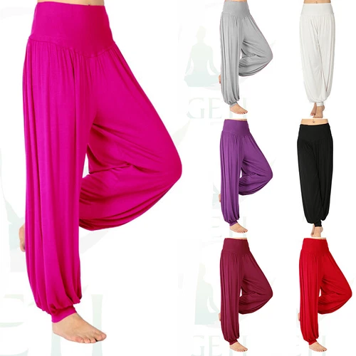 Women Harem Pants Indian Hippie Pant Ladies Casual Gym High Waist Bottoms - Picture 2 of 31