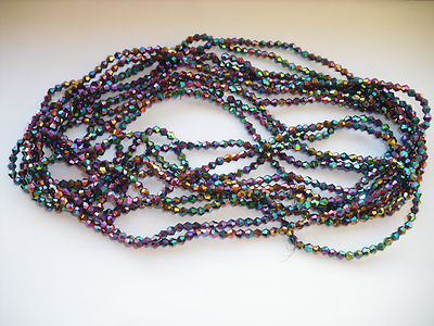Restposten 10 Schnüre (1000 Perlen) 4mm Mehrfarbig Bicone Kristall Perlen Neu