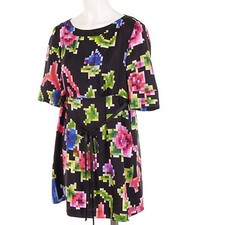 Marc Cain Seidenkleid N5 42 blau rot grün schwarz gelb 100% Seide Kleid NP230€ 