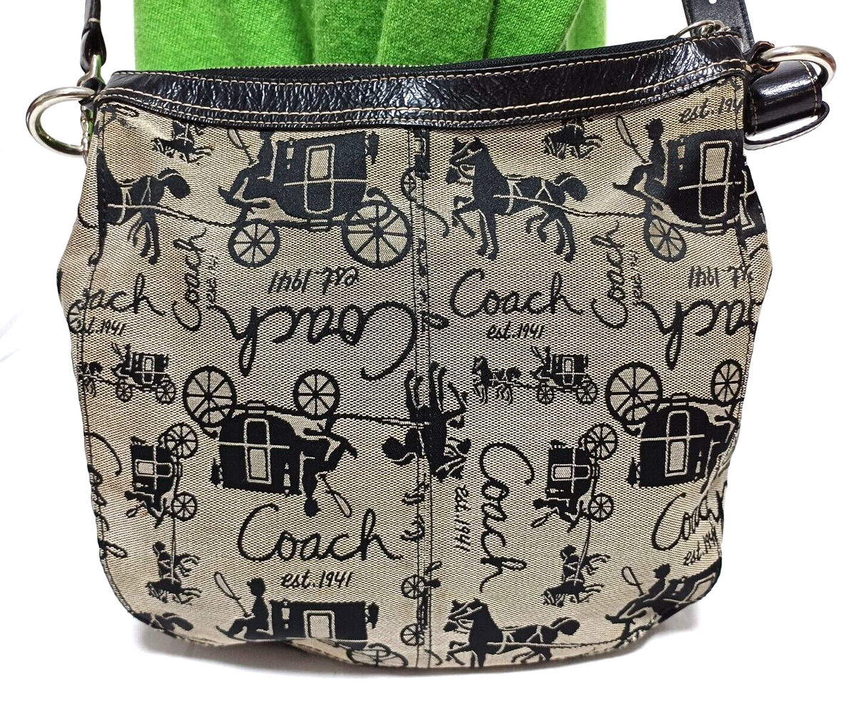 COACH CHELSEA HORSE & CARRIAGE BLACK/GRAY CONVERTIBLE Y2K