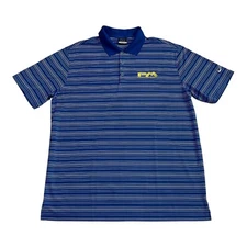 Nike Golf Dri Fit Men's XL Polo Shirt Blue Stripes Personalized Pro Motor Sports