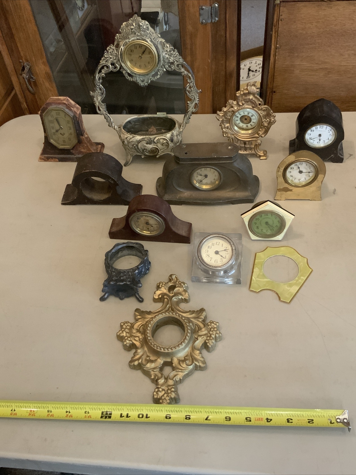 Huge Lot Of Vintage Antique Alarm Novelty Clock Parts Movements Case