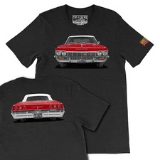 1965 Red Chevy Impala  Classic Car T-shirts  Men's Gift T-shirts