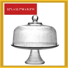 Anchor Hocking 86031L13 Monaco Clear Round Glass Polished Cake Set STD Crystal