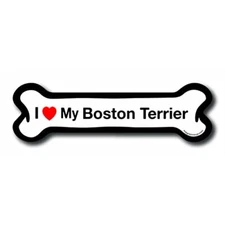Magnet Me Up I Love My Boston Terrier Dog Bone Car Magnet - 2x7 Dog Bone Auto Tr