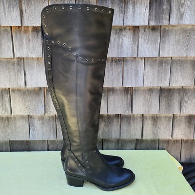 Vince Camuto Bestan Women's Over The Knee Bootsblack Leather Size 7M