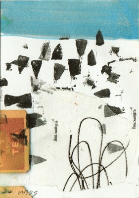 ACEO  2.5 X 3.5 '' Original Art Painting, collage mixed media ATC vintage paper