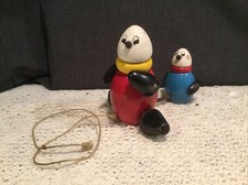 Vintage 5-1/2  Brio Wooden Penguins Pull Toy-Sweden