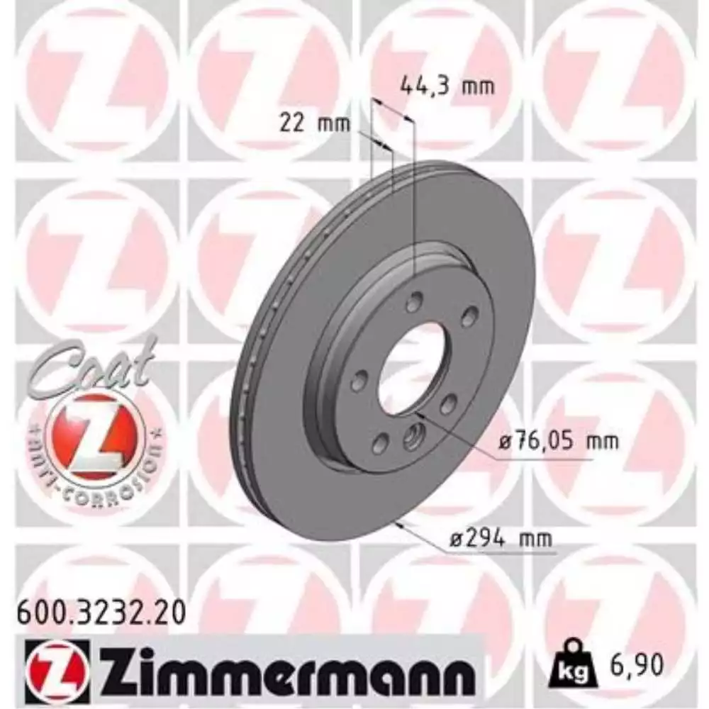 ZIMMERMANN 2x Bremsscheibe hinten Ø294 mm außenbelüftet für VW