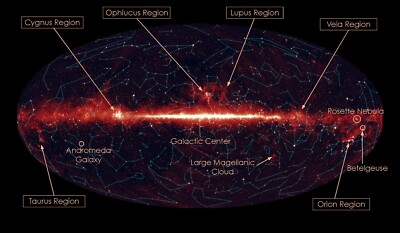 sky map in infrared light with constellations star forming regions Canvas Poster