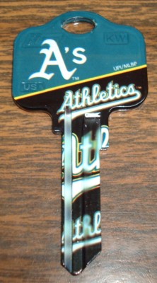 Great Gift Idea MLB OAKLAND A'S ATHLETIC KWIKSET KW1, KW10, KW11 UNCUT KEY BLANK