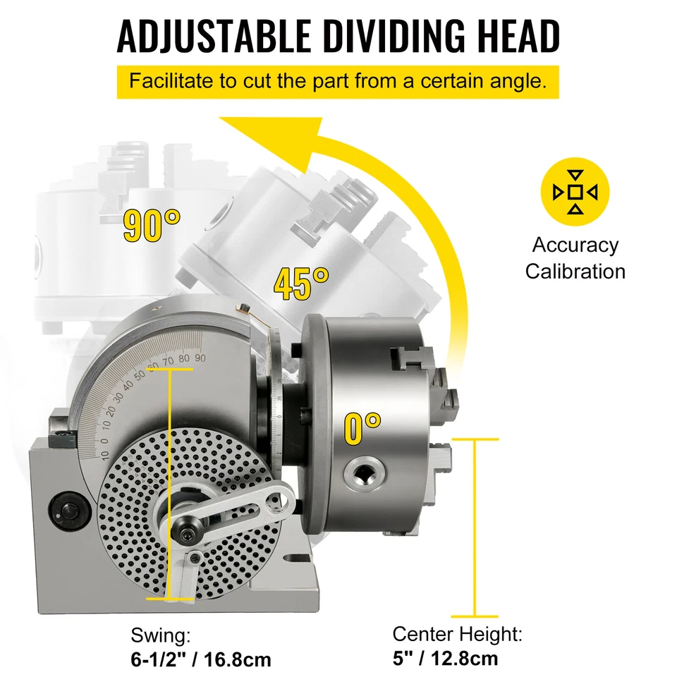 Cabezal divisor de indexación BS-1 6" 3 mandril y contrapunto para fresadora CNC Foto 4 de 4