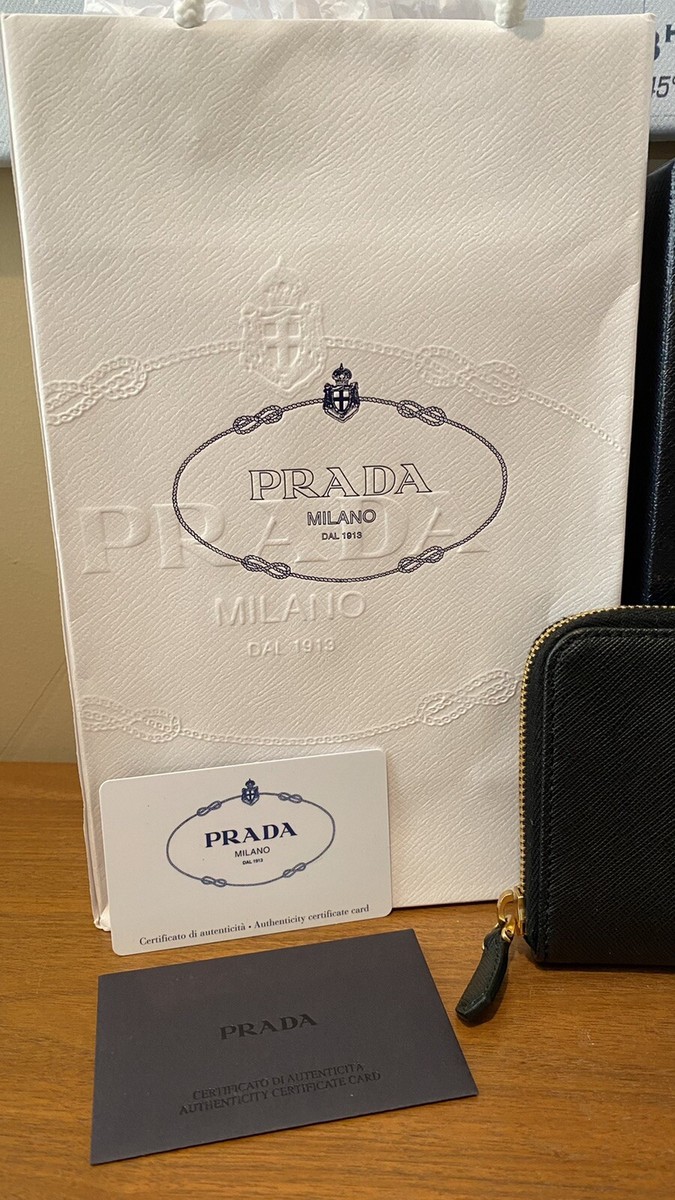 Prada Zip-Around Saffiano Leather Wallet Portafoglio Lampo (Black