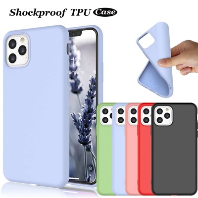 For iPhone 11 Pro Max XS XR 8 7 6s Plus Liquid Silicone Simple Color ...
