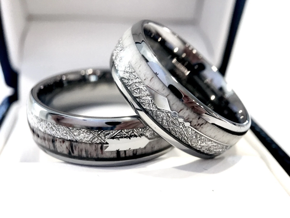 Meteorite wedding hotsell band sets