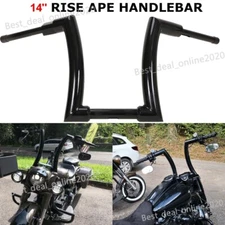 14" Rise 2'' Ape Hanger Bar Handlebar Fit For Harley Road King Softail Sportster