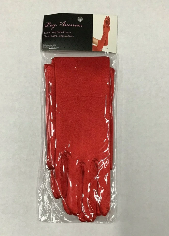 Guantes de satén rojos extra largos pierna avenida lencería formal burlesque disfraz diablo Foto 2 de 3